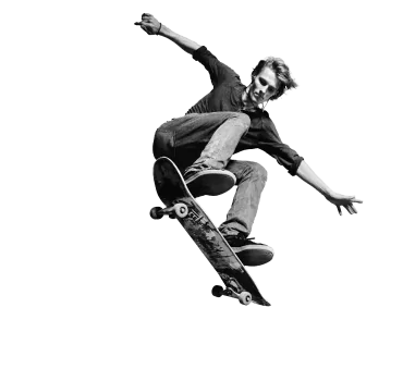 Skater jumping out of mobile screen