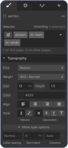 Snapshot of a user interface element from the Webflow website development platform