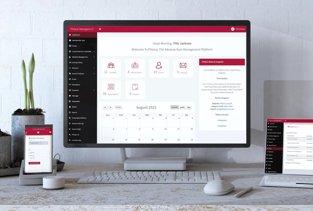 Phisica is a powerful gym management system that helps you streamline your operations and provide a top-notch experience for your staff and members.